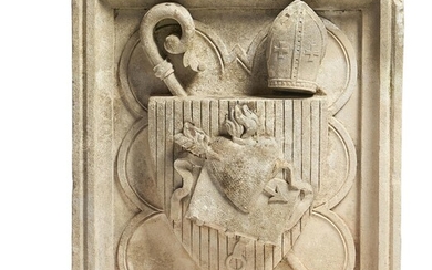 A CONTINENTAL SCULPTED LIMESTONE ARMORIAL RELIEF, 19TH CENTURY