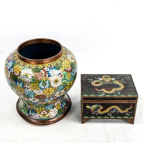 A Chinese cloisonne enamel baluster vase, with brightly colo...