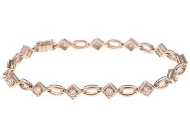 A Diamond Square Link Bracelet in 14K
