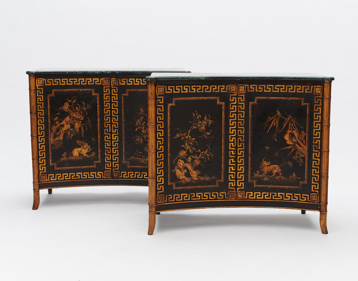 A FINE PAIR OF CHINOISERIE REGENCY REVIVAL CABINETS