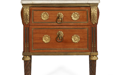 A FRENCH ORMOLU-MOUNTED TULIPWOOD COMMODE RECONSTRUCTED FROM A LOUIS XV...