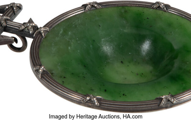 A Faberge Imperial Diamond Set Silver Mounted Nephrite Dish