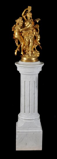 A French gilt bronze Bacchic figural group