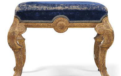 A GEORGE I GILTWOOD STOOL ATTRIBUTED TO JAMES MOORE, CIRCA...