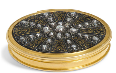 A GEORGE I JEWELLED GOLD-MOUNTED PIQUE TORTOISESHELL SNUFF-BOX CIRCA 1710