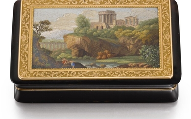 A GOLD-MOUNTED ROMAN MICROMOSAIC AND TORTOISESHELL SNUFF BOX, JEAN-LOUIS LEFERRE, PARIS, 1809-1819