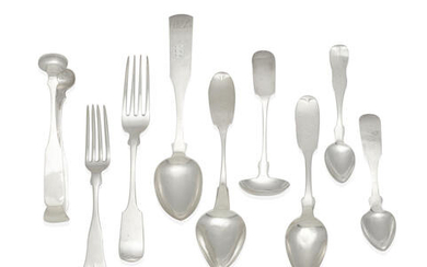 A GROUP OF AMERICAN COIN SILVER FLATWARE PIECES