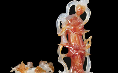 A GROUP OF TWO (2) AGATE CARVINGS China,...