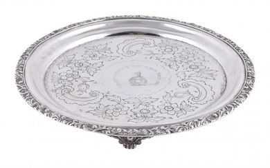 A George IV silver circular salver by Thomas Death