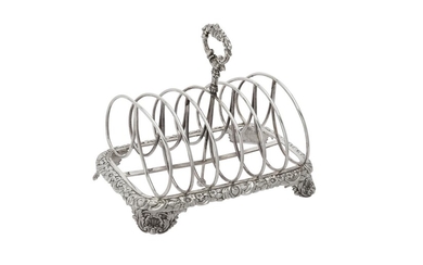 A George IV silver six division toast rack by Joseph Angell I