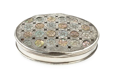 A Georgian silver and tortoiseshell oval snuff box, the hinged...