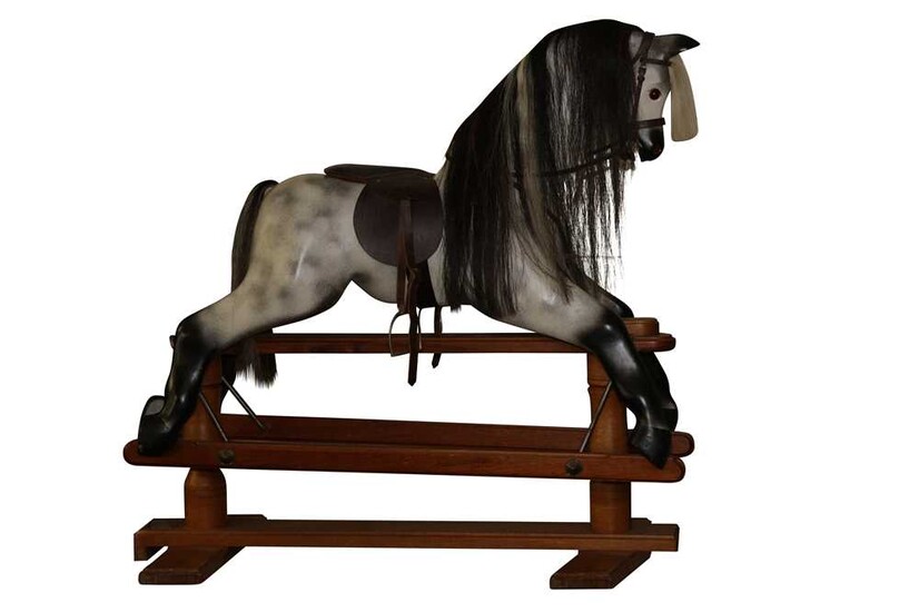 A HORSEPLAY DAPPLE GREY PAINTED CHILD’S ROCKING HORSE