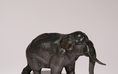 A JAPANESE BRONZE OKIMONO OF AN ELEPHANT