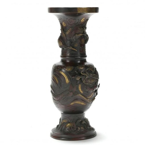 A Japanese Gilt Bronze Dragon Floor Vase