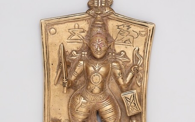 A Karnataka copper alloy plaque. Southern India. 19th century