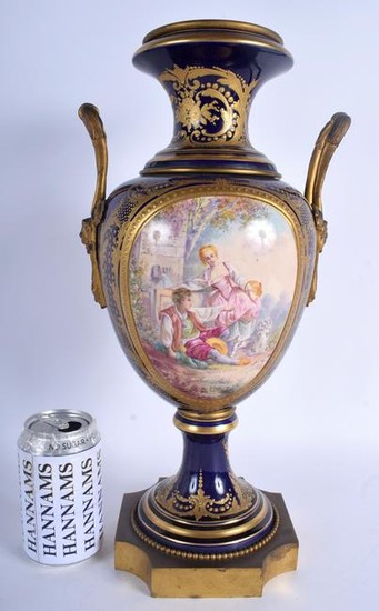 A LARGE 19TH CENTURY FRENCH TWIN HANDLED SEVRES