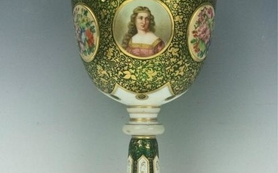 A LARGE BOHEMIAN GLASS FOOTED BOWL