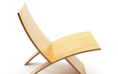 A Laminex Chair, two connecting pieces of laminated beech plywood,...