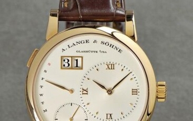 A. Lange & Söhne, Glashütte i/SA, "LANGE 1 DAYMATIC", Movement No. 81968, Case No. 195172, Ref. 320.032, Cal. L021.1, 39,5 mm, circa 2011 An automatic Glashuette wristwatch in mint condition, with Lange oversize date and retrograde day-of-week display...