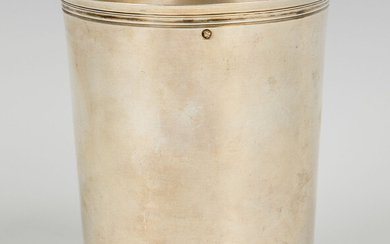 A MONUMENTAL ANTIQUE SILVER BEAKER. France, early 19th century....