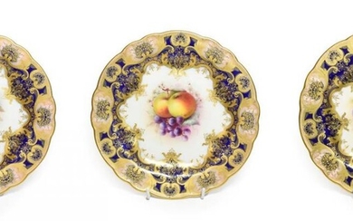 A Matched Set of Three Royal Worcester Porcelain Plates, by...