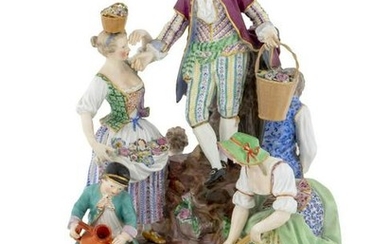 A Meissen Porcelain Figural Group of Six Gardeners