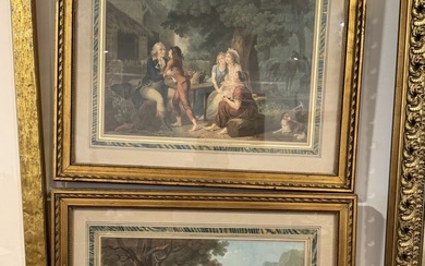 A PAIR OF 19TH CENTURY PRINTS OF SOUTHERN SLAVE ERA SCENES, 20" X 23.5" FRAMED