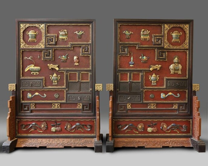 A PAIR OF EXCEPTIONAL LARGE CHINESE PRECIOUS