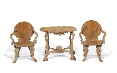 A PAIR OF VENETIAN GROTTO-FORM OPEN ARMCHAIRS, SECOND HALF 19TH CENTURY