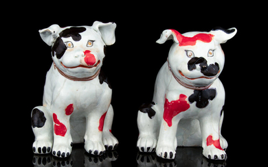 A Pair of Japanese Arita Figures of Puppies