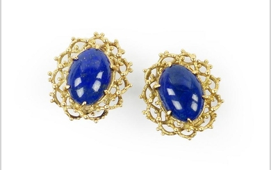 A Pair of Lapis Earclips.