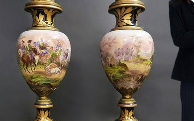 A Pair of Monumental Napoleon Sevres Vases, 19th C.