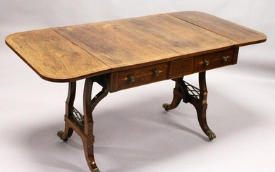 A REGENCY ROSEWOOD SOFA TABLE, with rounded rectangular