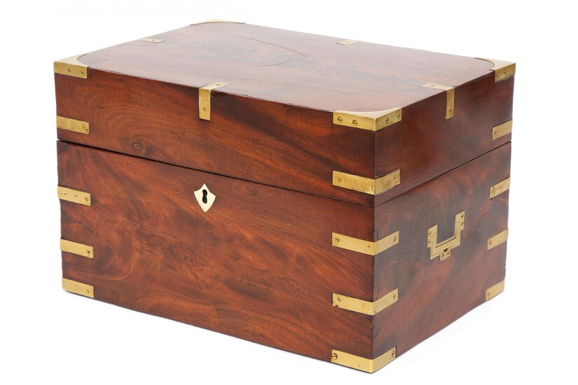 A Regency brass-mounted mahogany campaign liquor chest