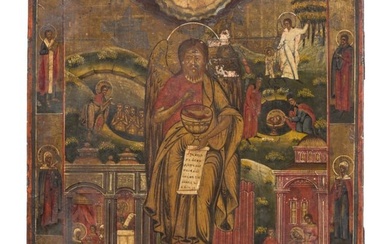 A Russian icon showing Saint John and scenes from his life, Vetka, late 19th century