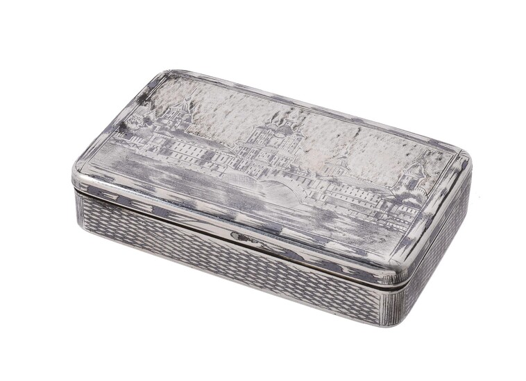 A Russian silver and niello rectangular snuff box