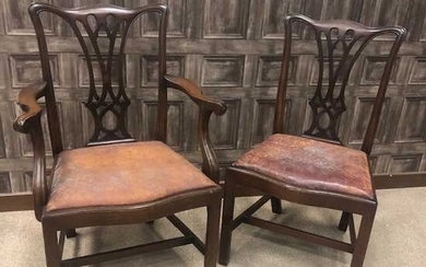 A SET OF EIGHT MAHOGANY DINING CHAIRS OF CHIPPENDALE DESIGN