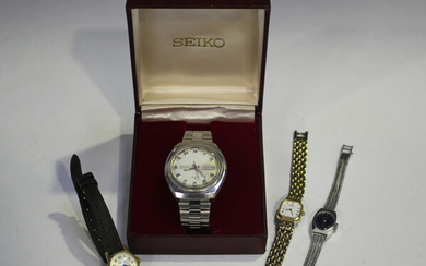 A Seiko Electronic 'EL-370' gentleman's calendar wristwatch, the signed silvered dial
