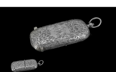 A Silver Combination Vesta & Sovereign Case, all over engrav...