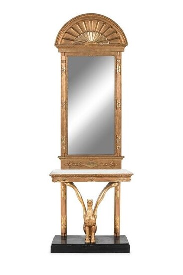 A Swedish Giltwood Console Table and Mirror