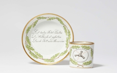 A Thuringian porcelain cup commemorating the German campaign