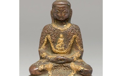 A Tibetan gilt bronze figure of Buddha, 19th c, Dhyana mudr...