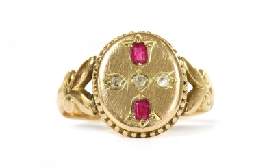A Victorian 15ct gold ruby and diamond ring