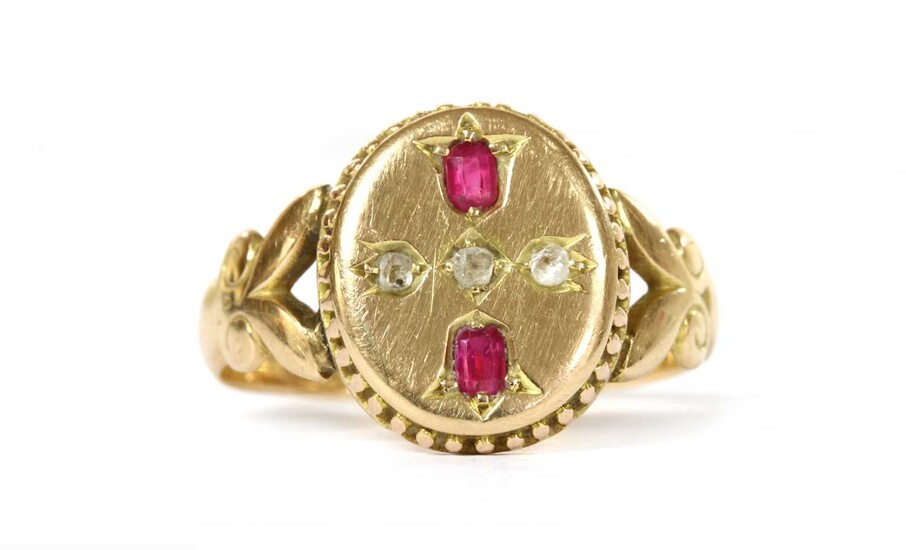 A Victorian 15ct gold ruby and diamond ring