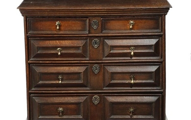 A WILLIAM AND MARY OAK CHEST LATE 17TH...