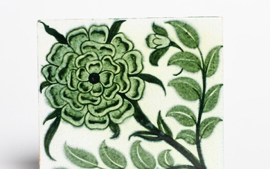 A William De Morgan Sand's End Pottery Four Inch Rose (variant) tile