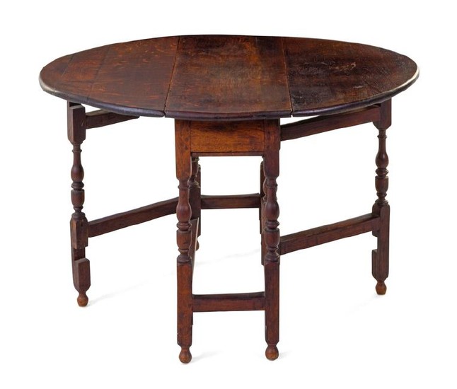 A William and Mary Drop-Leaf Oak Tavern Table
