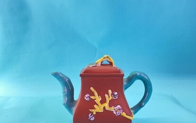 A “YiXing” 宜兴 plum flower shaped teapot 梅段 with...