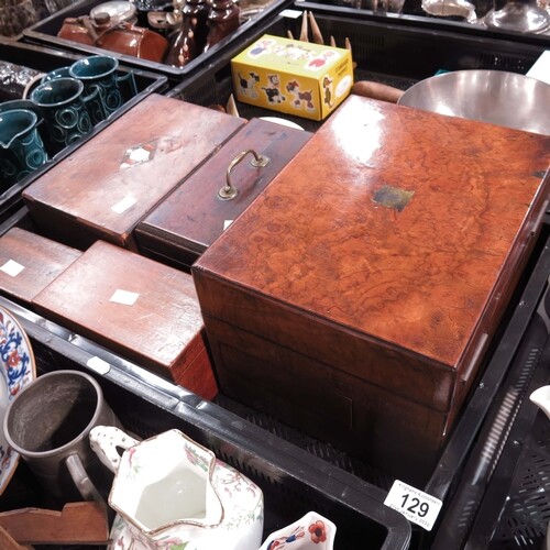 A collection of 18th Century and later wooden boxes, includi...