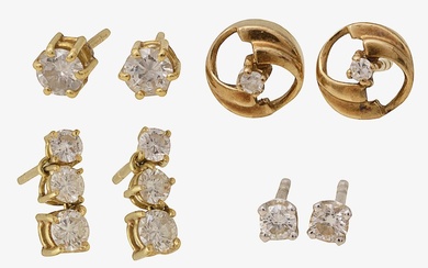 A collection of diamond set earrings